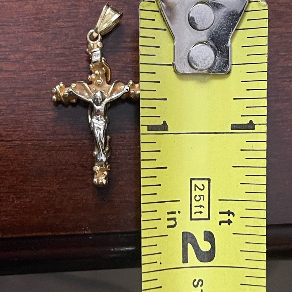 14K Yellow/White Gold crucifix pendant